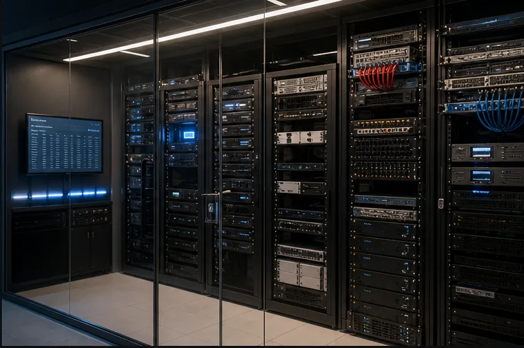 Concept visual of a real enterprise server room and infrastructure estate